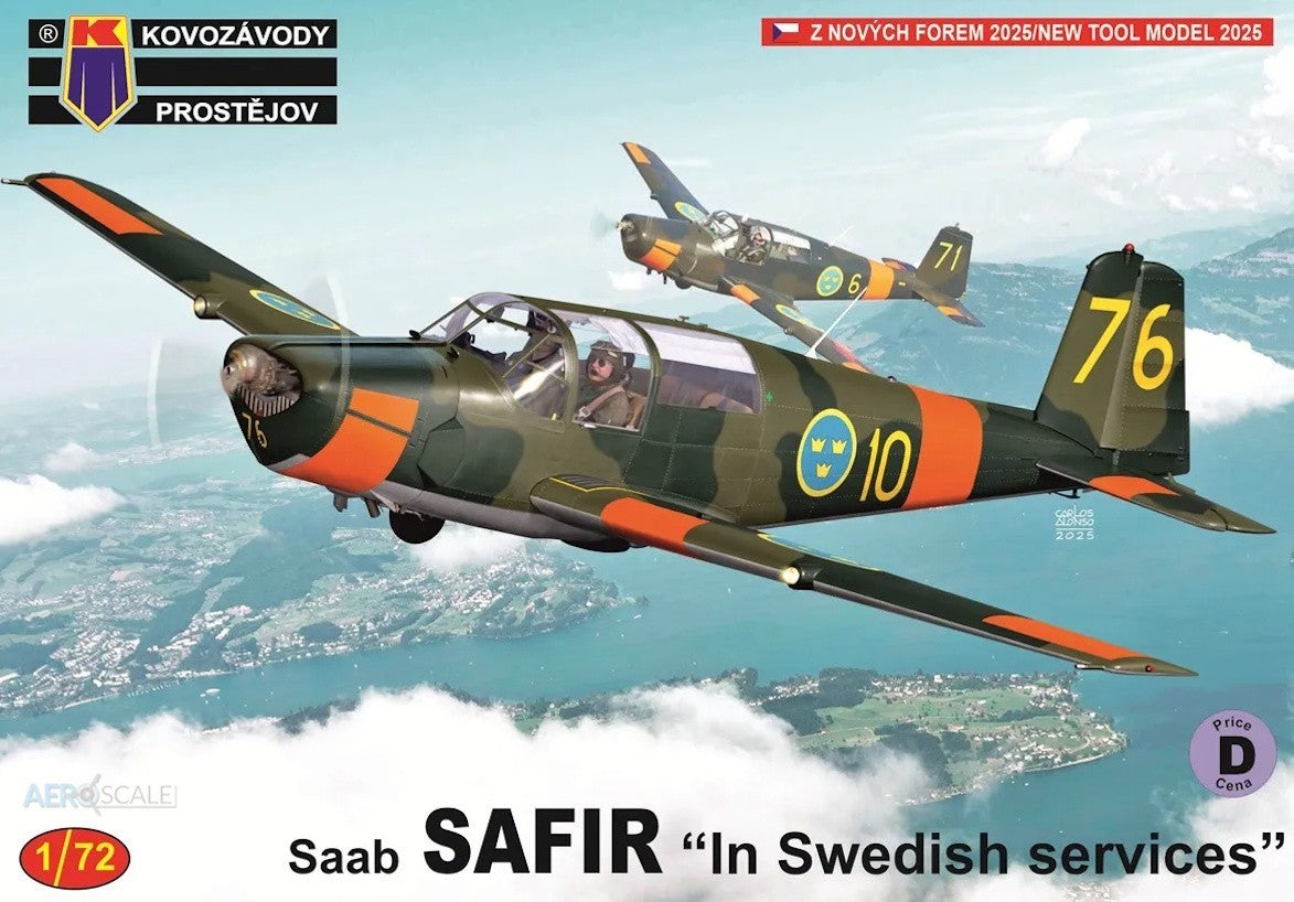 Kovozavody Prostejov 72523 1:72 SAAB Safir In Swedish services x 4 schemes