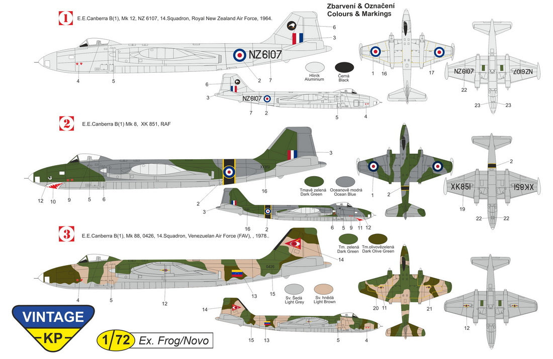 Kovozavody Prostejov V7203 1:72 Canberra B (I) Mk.12 ex-Novo, new tool clear parts