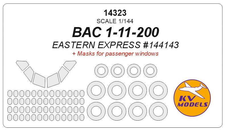 KV Models 14323 1:144 BAC 1-11-200 + masks for passenger windows and masks for wheels
