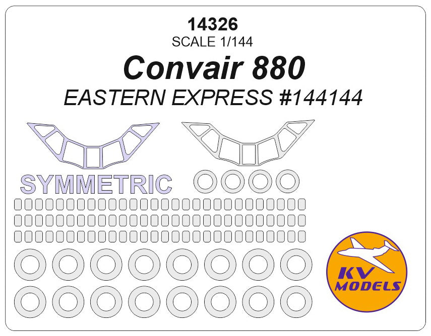 KV Models 14326 1:144 Convair 880 with passenger windows and wheels masks