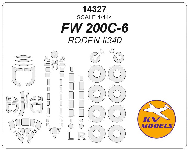 KV Models 14327 1:144 Focke-Wulf Fw-200C-4 wheels and canopy frame paint masks (outside only)