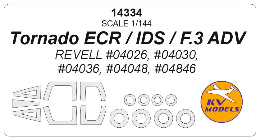 KV Models 14334 1:144 Panavia Tornado ECR / IDS / F.3 ADV wheels and canopy frame paint masks (outside only)
