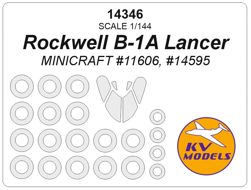 KV Models 14346 1:144 Rockwell B-1A Lancer wheels and canopy frame paint masks (outside only)