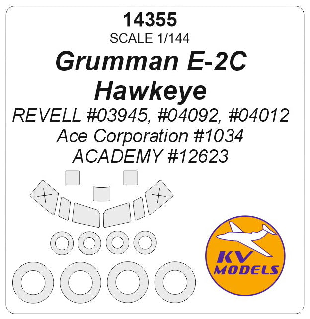 KV Models 14355 1:144 Grumman E-2C Hawkeye wheels and canopy frame paint masks (outside only)
