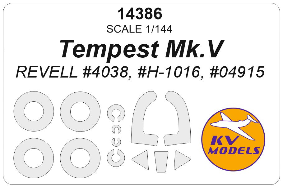 KV Models 14386 1:144 Hawker Tempest MK.V wheels and canopy frame paint masks