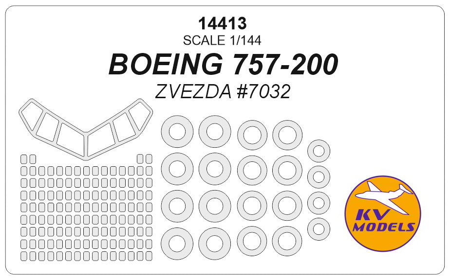 KV Models 14413 1:144 Boeing 757-200 wheels and canopy frame paint masks (outside only)