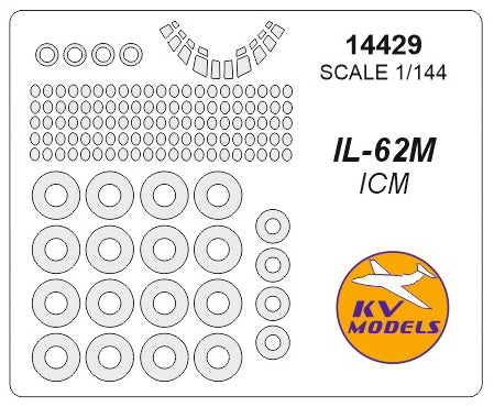 KV Models 14429 1:144 Ilyushin IL-62M canopy frame paint mask AND wheel paint mask