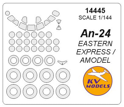 KV Models 14445 1:144 Antonov An-24 (prototype) canopy frame paint mask AND wheel paint mask