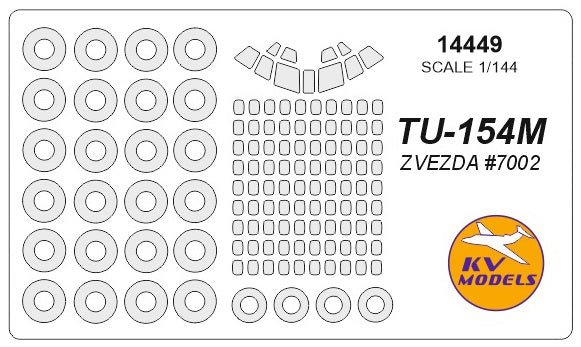 KV Models 14449 1:144 Tupolev Tu-154m canopy frame paint mask AND wheel paint mask