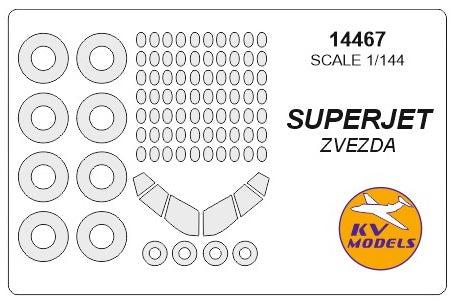 KV Models 14467 1:144 Sukhoi SUPERJET-100 canopy frame paint mask AND wheel paint mask
