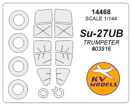 KV Models 14468 1:144 Sukhoi Su-27UB canopy frame paint mask AND wheel paint mask