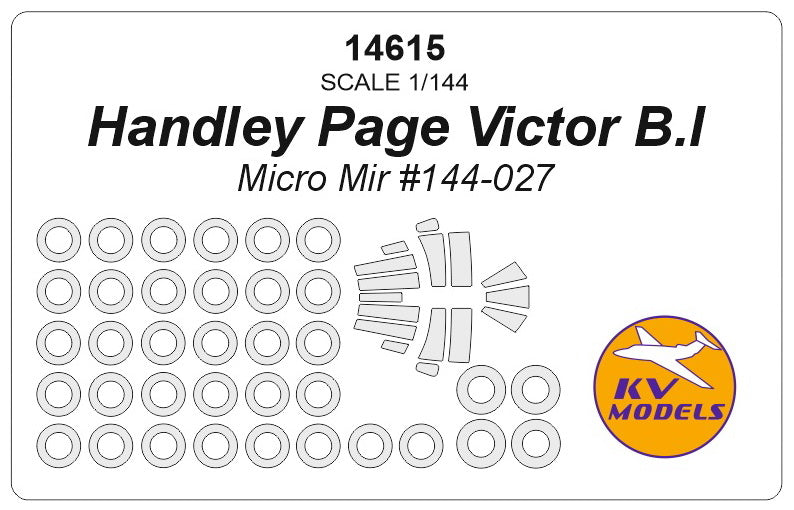 KV Models 14615 1:144 Handley-Page Victor B.I wheels and canopy frame paint masks