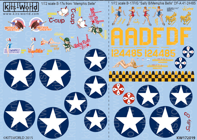 Kits-World KW172019 1:72 Boeing B-17F/G Flying Fortress 'Memphis Belle/Sally B'