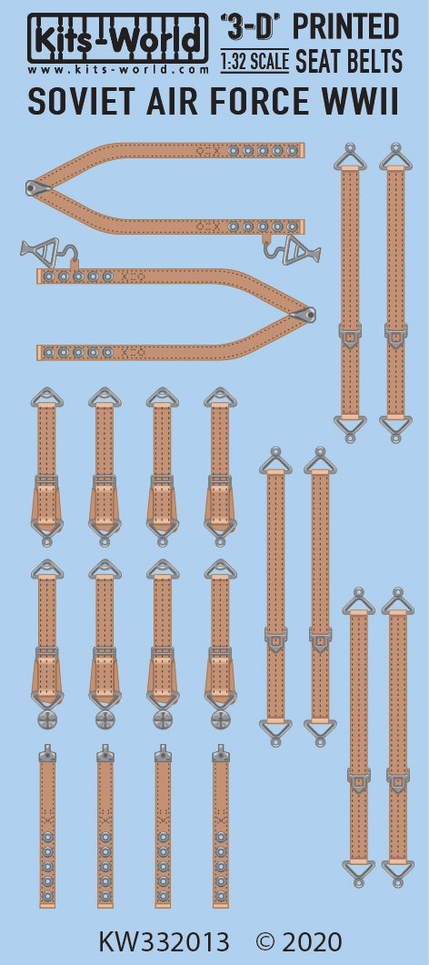 Kits-World 3D132013 1:32 Full Colour 3D Decals - WWII Soviet Air Force Seat Belts