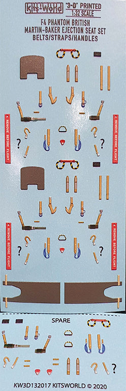 Kits-World 3D132017 1:32 Full Colour 3D Decals - McDonnell Douglas F4 Phantom II British 'MB' Ejection Seat Set