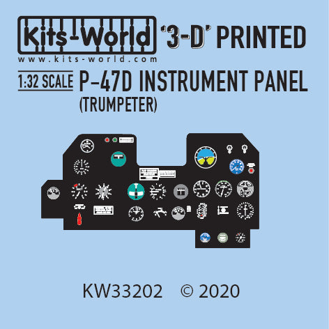 Kits-World 3D1321002 1:32 Full Colour 3D Decals - Republic P-47D Thunderbolt Cockpit Instrument Panel