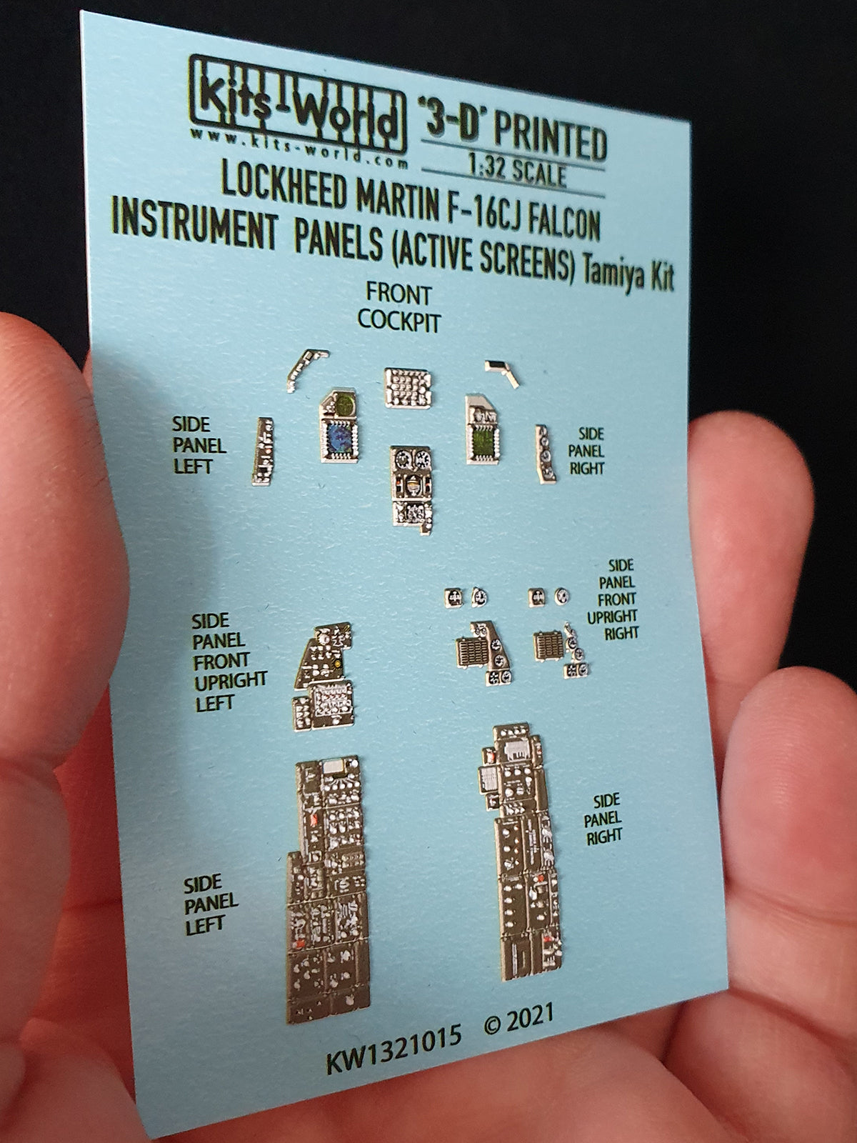 Kits-World 3D1321015 1:32 Full Colour 3D Decals - Lockheed-Martin F-16CJ Fighting Falcon (Screens Active) Cockpit Instrument Panel