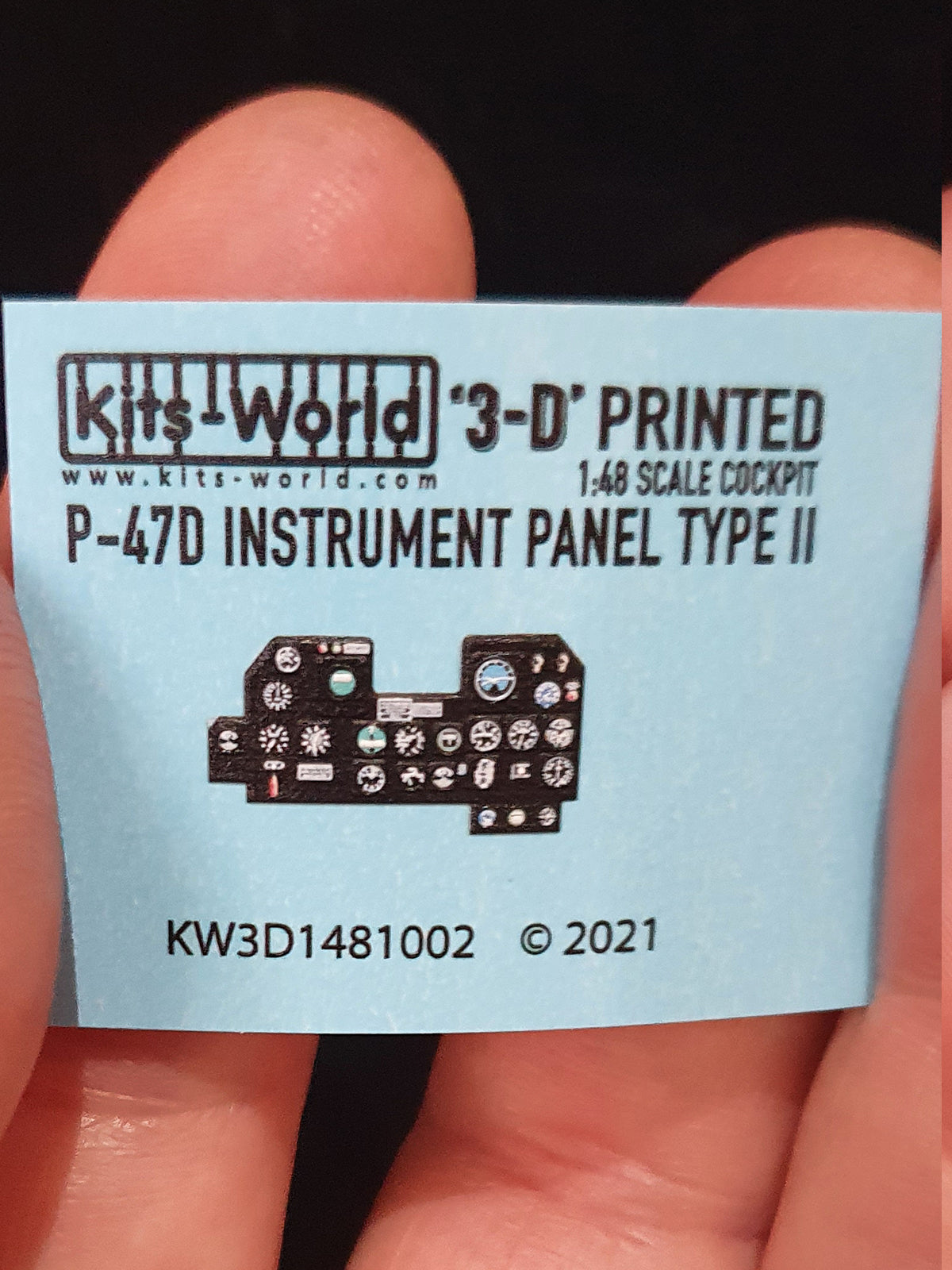 Kits-World 3D1481002 1:48 Full Colour 3D Decals - Republic P-47D Thunderbolt Type II Cockpit Instrument Panel