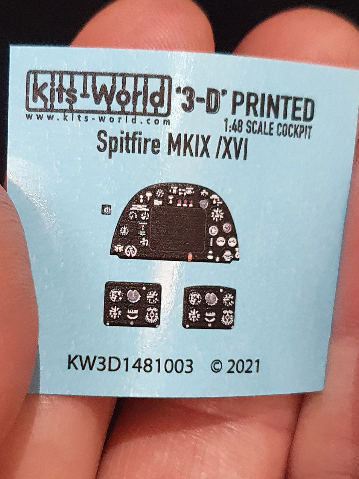 Kits-World 3D1481003 1:48 Full Colour 3D Decals - Supermarine Spitfire Mk.IX/XVI Cockpit Instrument Panel