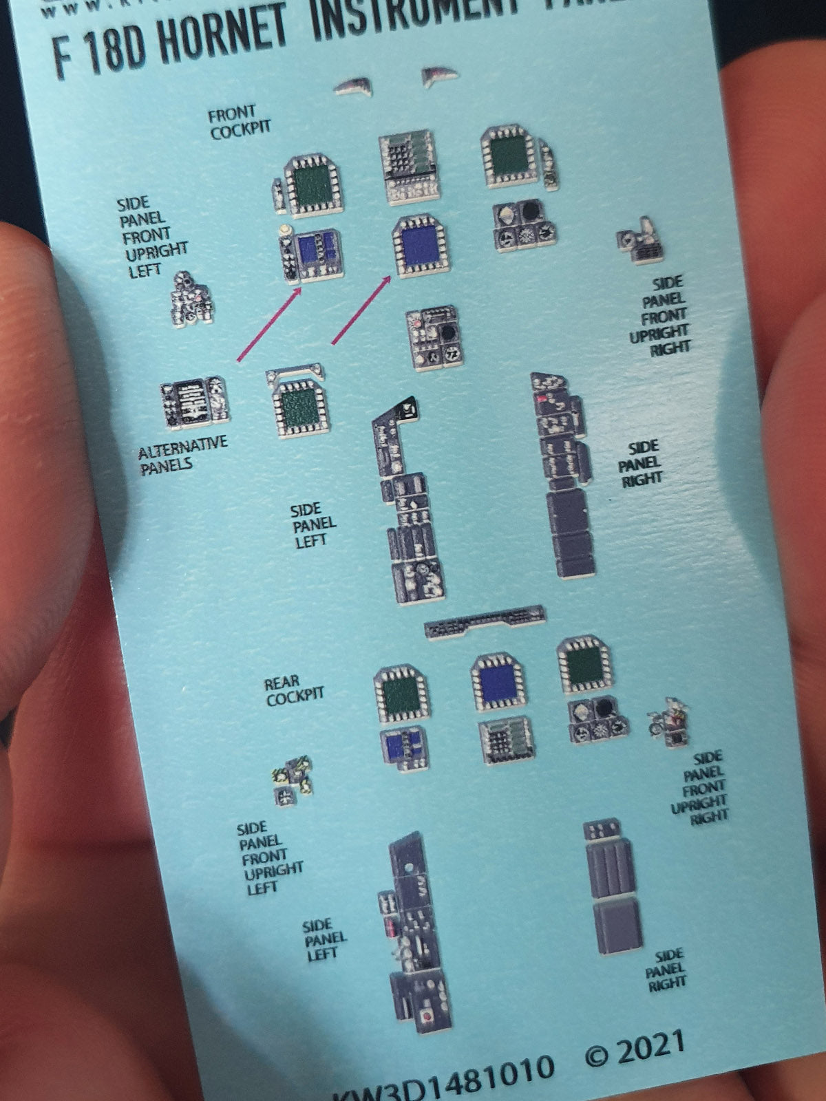 Kits-World 3D1481010 1:48 Full Colour 3D Decals - McDonnell Douglas F/A-18D Hornet (Screens Off) Cockpit Instrument Panel