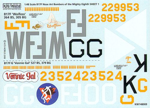 Kits-World KW148009 1:48 Boeing B-17F Flying Fortress Mighty Eighth AF ‘Nose Art’ Part 1