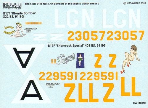 Kits-World KW148010 1:48 Boeing B-17F Flying Fortress Mighty Eighth AF ‘Nose Art’ Part 2