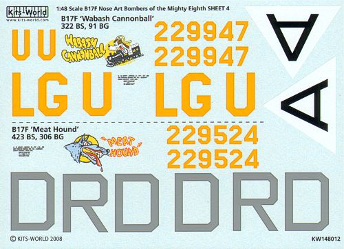 Kits-World KW148012 1:48 Boeing B-17F Flying Fortress Mighty Eighth AF ‘Nose Art’ Part 4