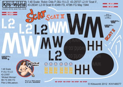 Kits-World KW148077 1:48 Lockheed P-38J Lightning