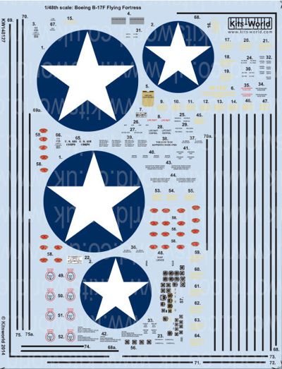 Kits-World KW148127 1:48 Boeing B-17F Flying Fortress Comprehensive General Stencilling