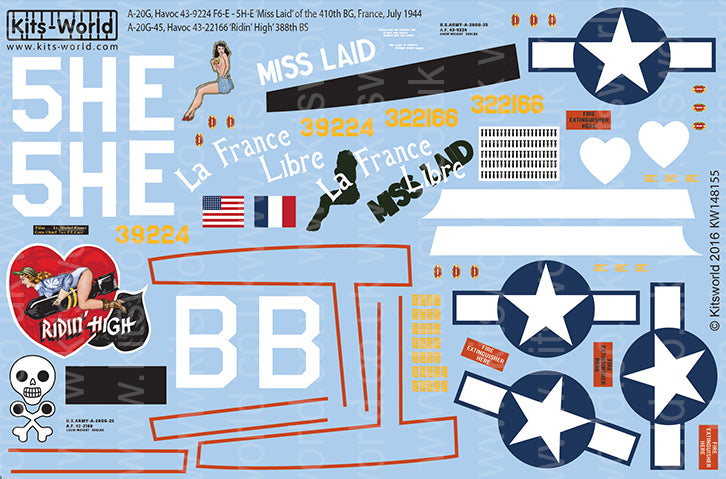 Kits-World KW148155 1:48 Douglas A-20 Havocs