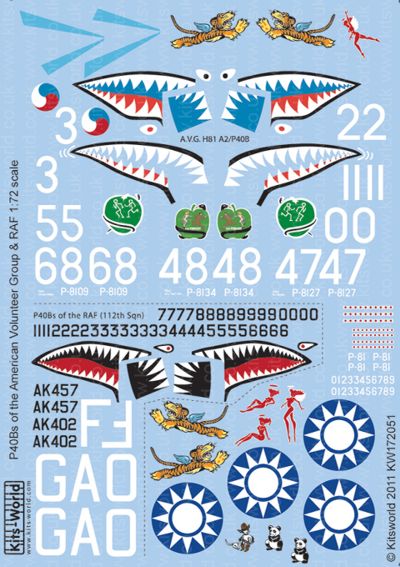 Kits-World KW172051 1:72 Curtiss P-40B Tomahawk of the RAF (112th Sqn) & the American Volunteer Group