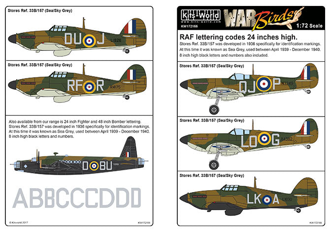 Kits-World KW172155 1:72 RAF lettering codes 24 inches high.