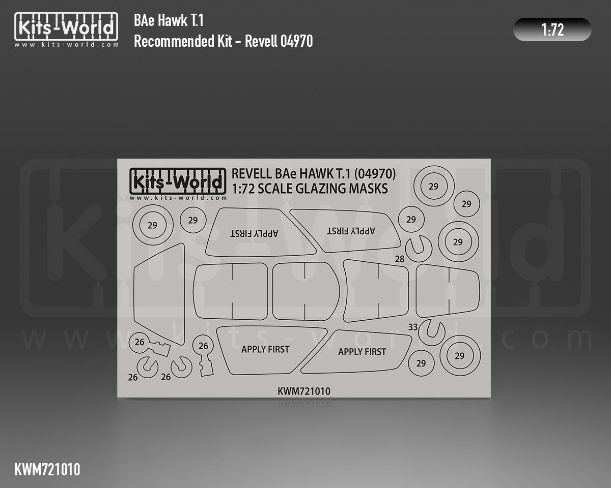 Kits-World M721010 1:72 BAe Hawk T.1 Canopy & Wheels Paint Mask (Outside Only)