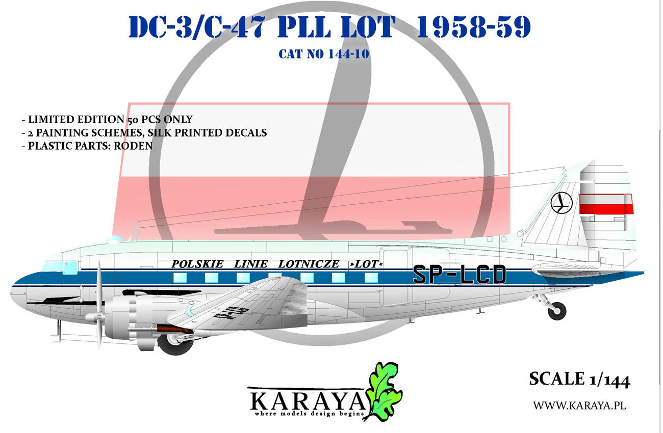 Karaya 144-10 1:144 Douglas DC-3/C-47 PLL LOT 1958-59