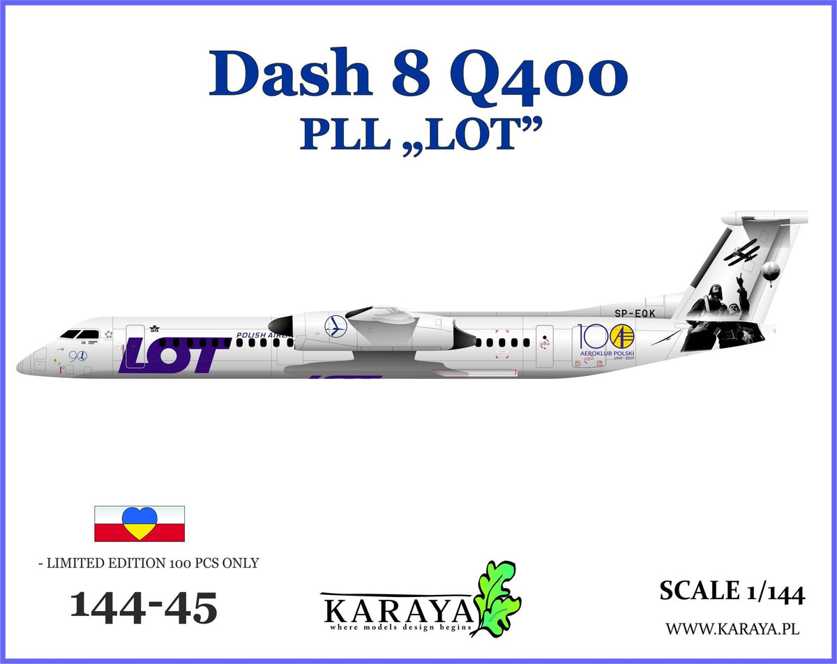 Karaya 144-45 1:144 Dash 8 Q400 - (PLL LOT)