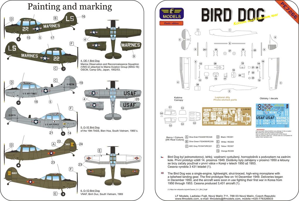LF Models PE7266 1:72 Cessna Bird Dog (Korean and Vietnam war)