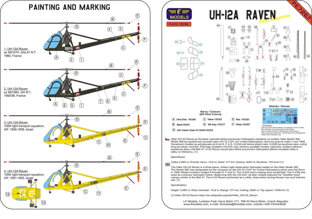 LF Models PE7267 1:72 UH-12A Raven First in service (2x France, 2x Israel)