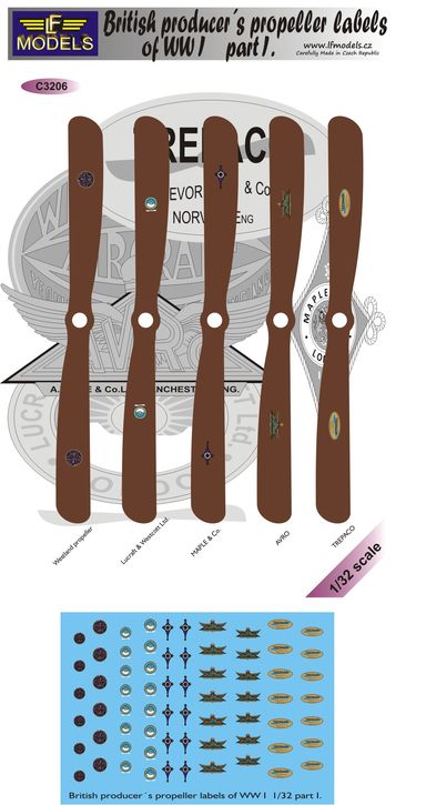 LF Models MC3206 1:32 British WWI producer's propeller manufacturer logos part I.