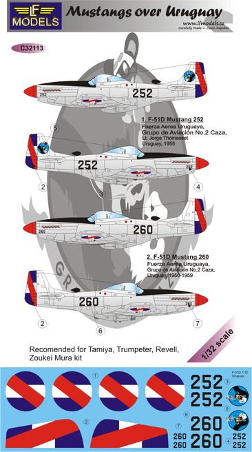 LF Models MC32113 1:32 F-51D Mustangs over Uruguay