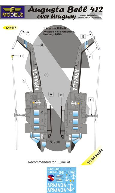 LF Models C44117 1:144 Augusta-Bell 412 over Uruquay