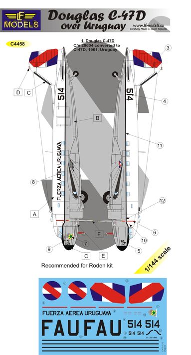 LF Models C4458 1:144 Douglas C-47D Skytrain over Uruguay