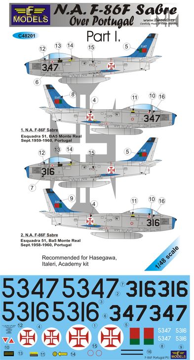 LF Models C48201 1:48 North-American F-86F Sabre Over Portugal Part I.