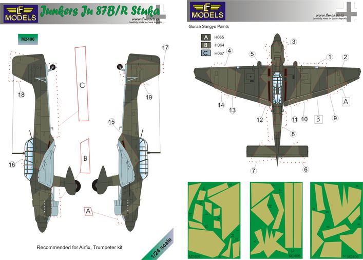 LF Models M2406 1:24 Junker Ju-87B/R 'Stuka' camouflage pattern paint masks