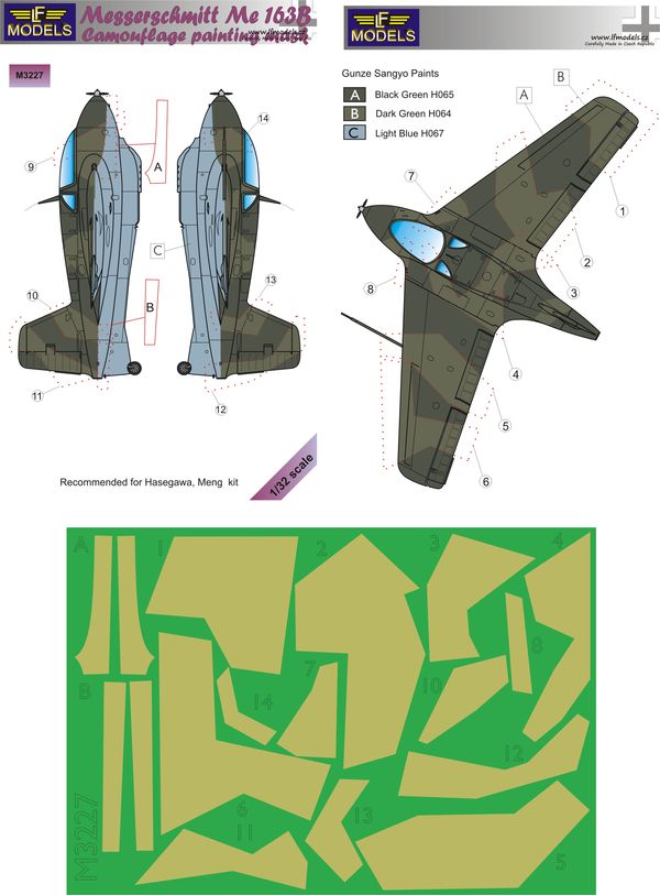 LF Models M3227 1:32 Messerschmitt Me-163B Komet camouflage pattern paint masks