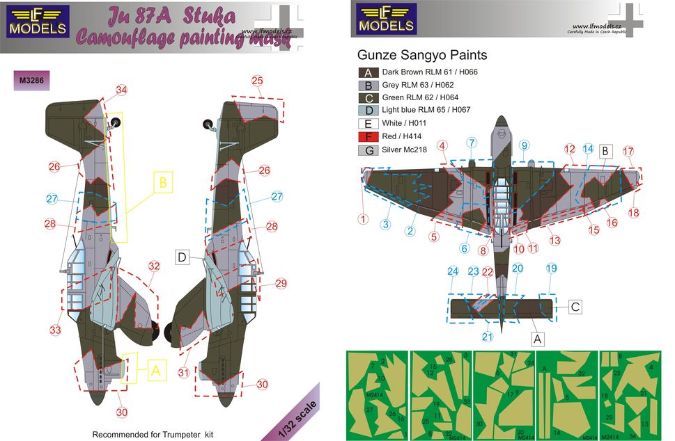 LF Models M3286 1:32 Junkers Ju-87A 'Stuka' camouflage pattern paint mask