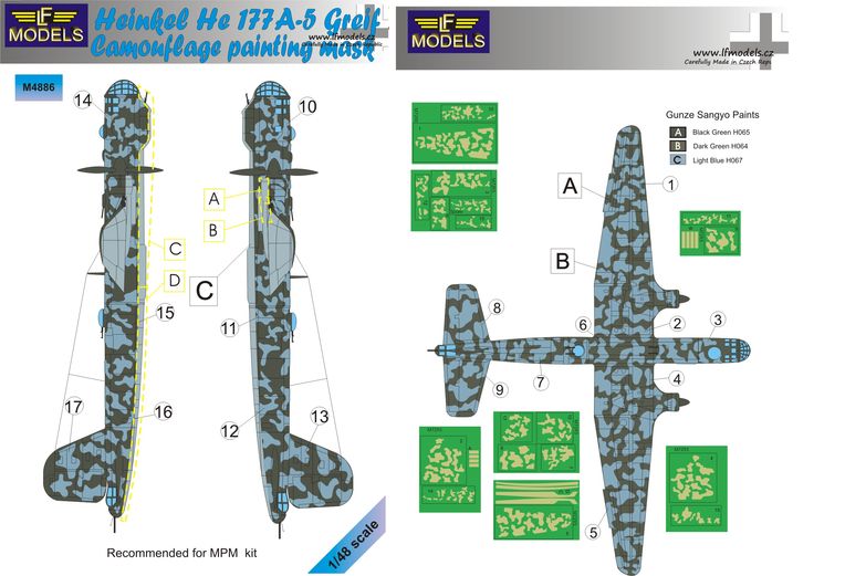 LF Models M4886 1:48 Heinkel He-177A-5 Greif camouflage pattern paint masks