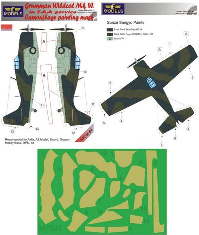 LF Models MM7242 1:72 Grumman Martlet Mk.VI FAA service camouflage pattern paint masks