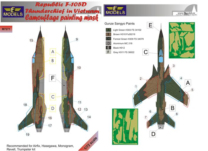 LF Models MM7271 1:72 F-105D Thunderchief camouflage pattern paint masks