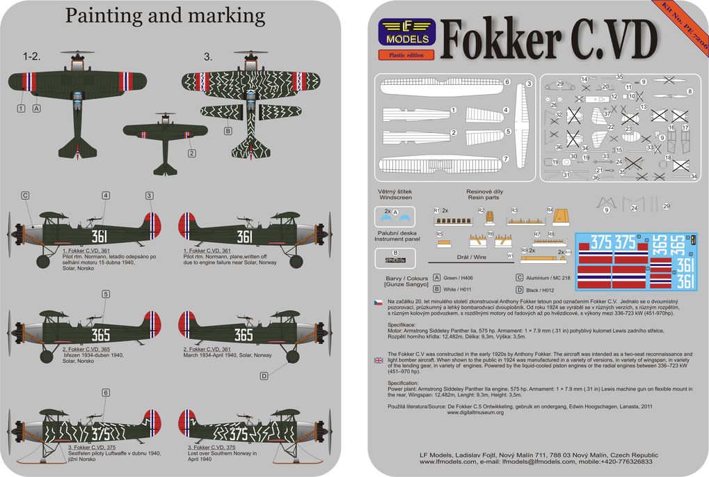 LF Models PE7206 1:72 Fokker C.VD Norway
