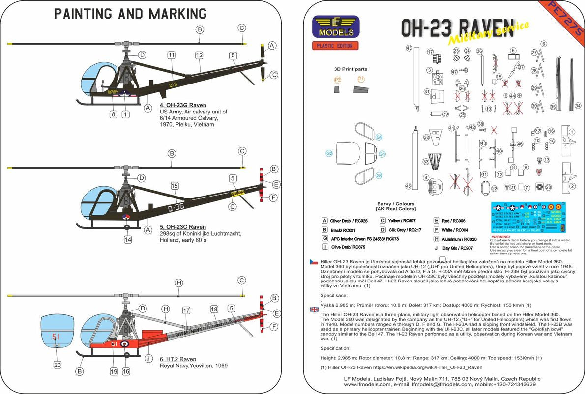 LF Models LFPE7275 1:72 Hiller OH-23 Raven Military service plastic kit
